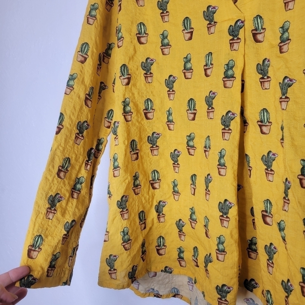 Ivy Jane Cactus Mustard Blouse Women's Size Small - Picture 6 of 13
